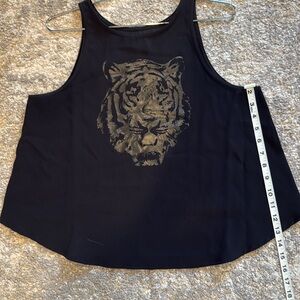 Black Tank Top with Tiger Design